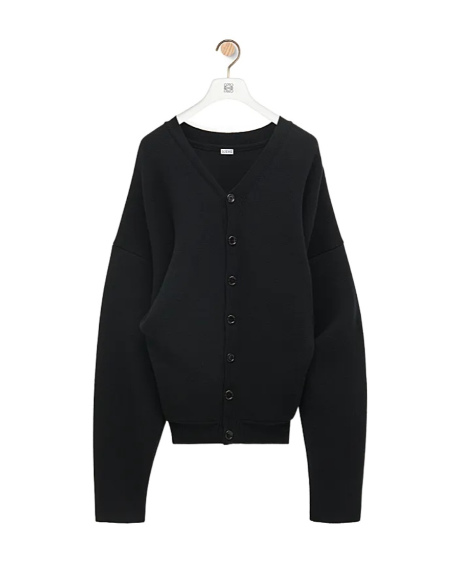 Loewe Wool V-neck Knitted Cardigan In Black