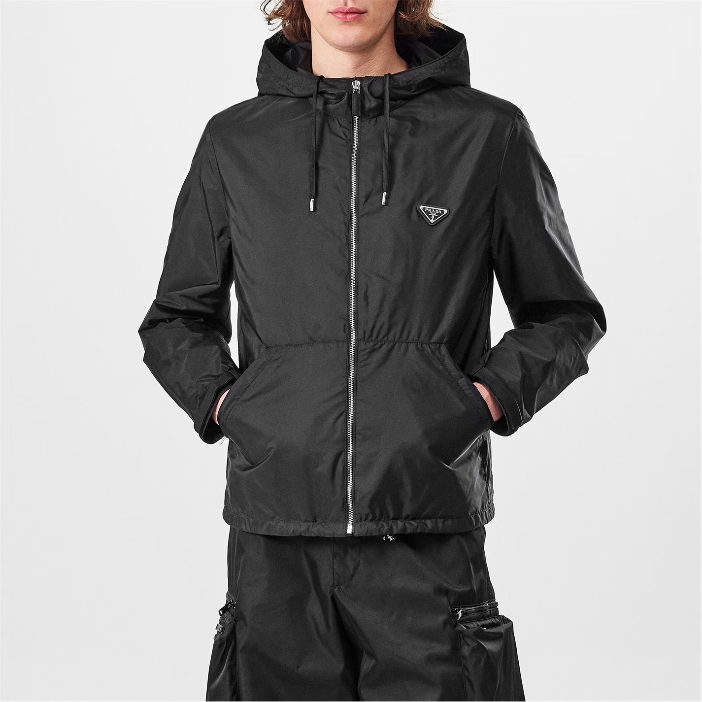 Prada Re-nylon Windbreaker In Black