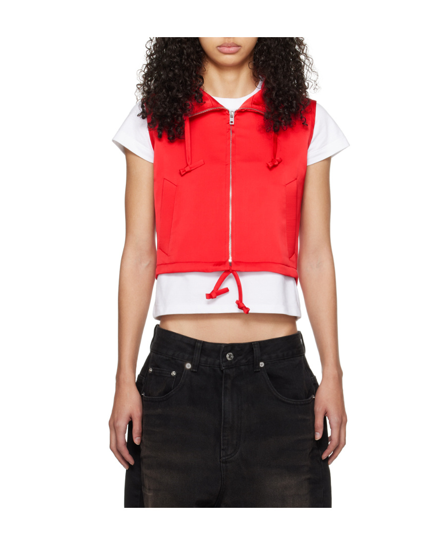 We11 Done Hooded Zipper Vest In Multicolor