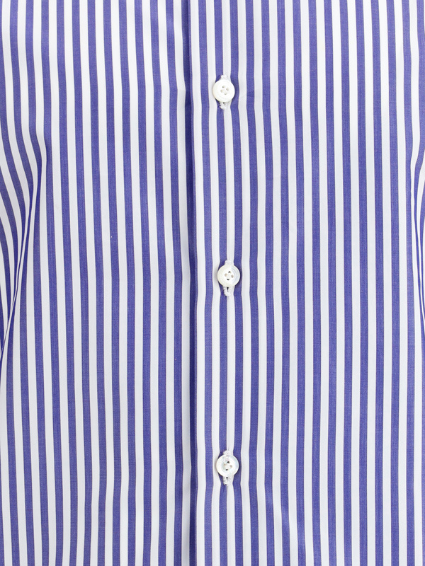 Shop Finamore 1925 Napoli Striped Cotton Shirt In Blue
