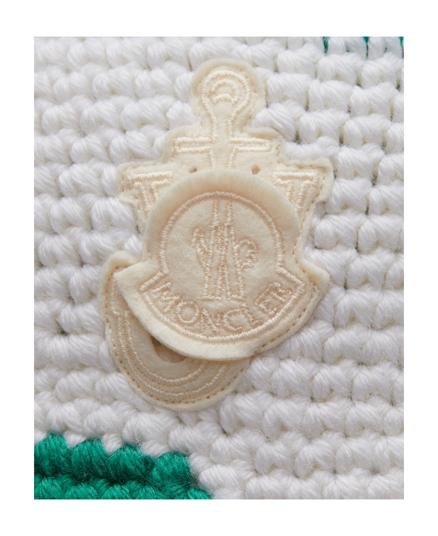 Moncler Logo Crochet Hat In White