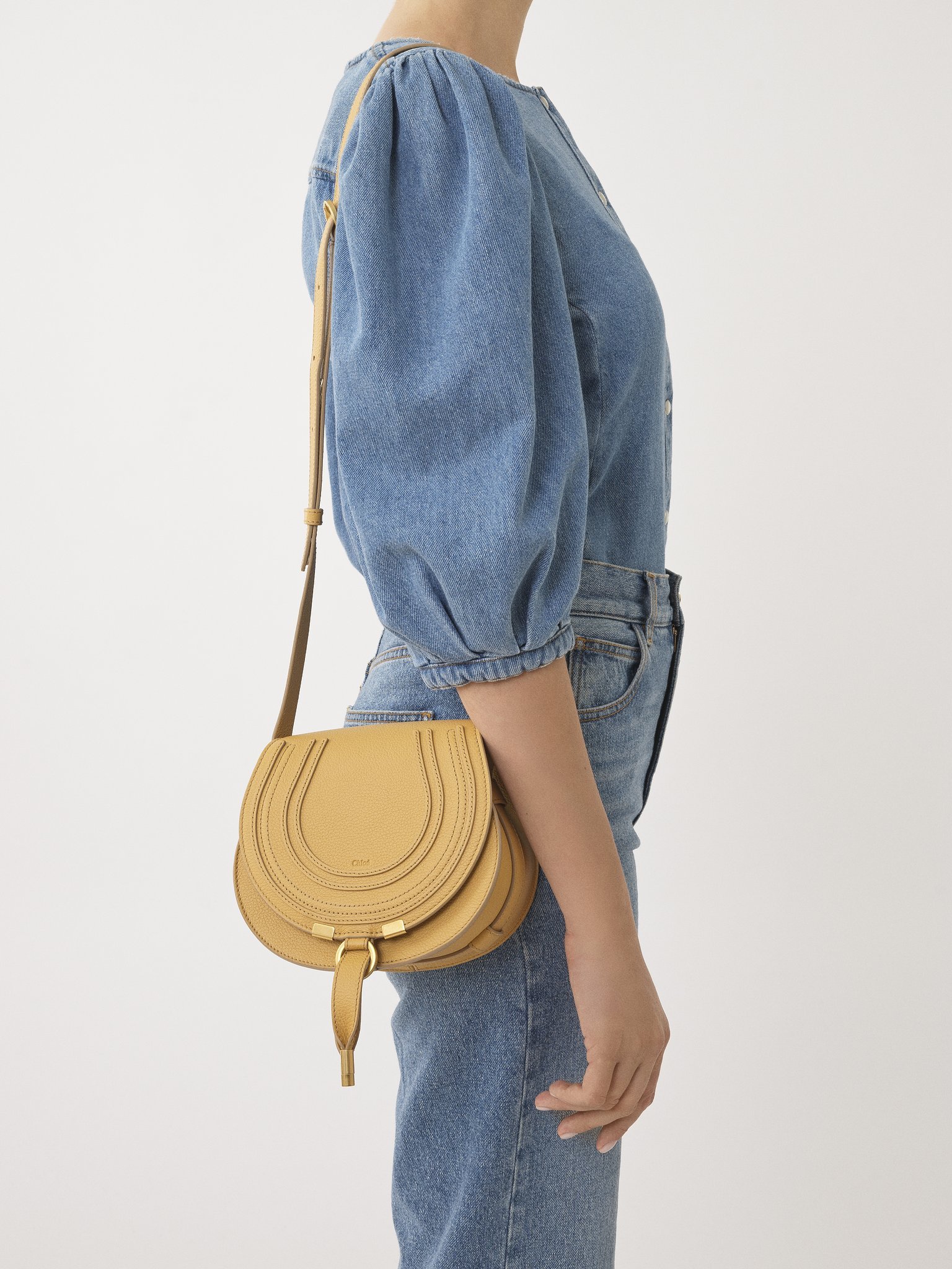 Chloé Chloe Marcie Small Saddle Bag Honey Gold In Brown