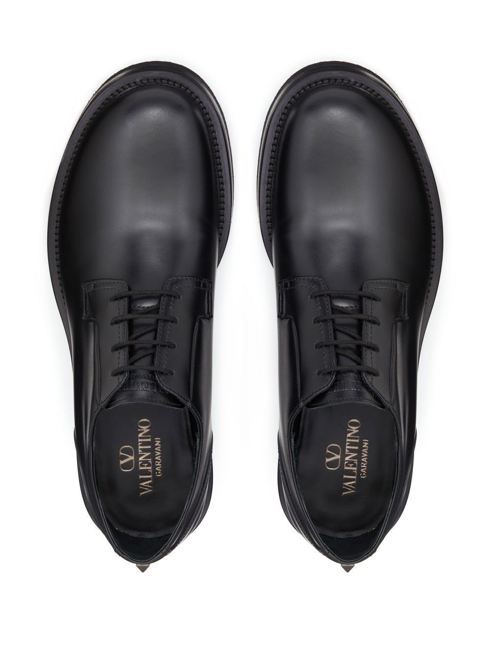 Valentino Derby Rockstud Essential Leather Lace-up Shoes In Animal Print