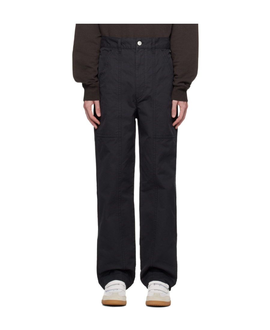 Isabel Marant Cotton Carrot Fit Pants With Belt Loops In Black