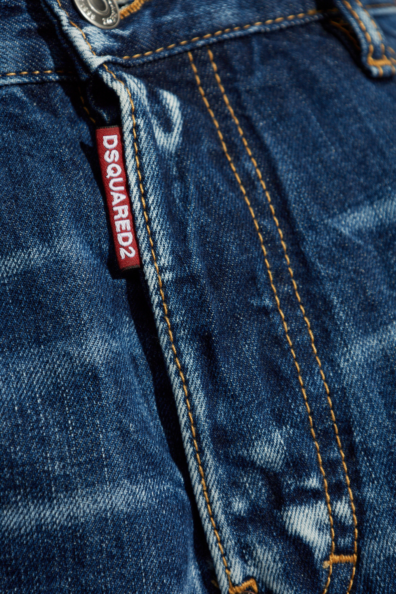 Dsquared2 Logo Patch Denim Shorts In Blue