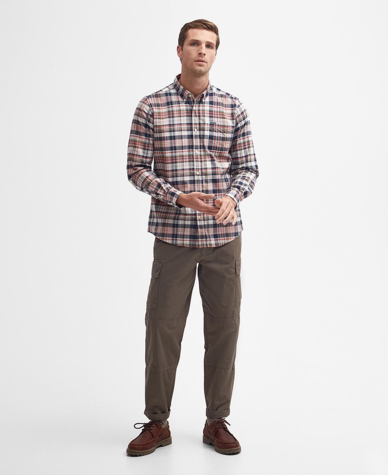 Barbour Plaid-check Cotton Shirt In Nude