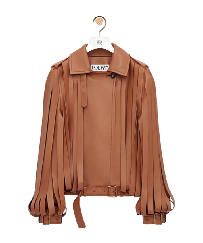 Loewe Long-sleeved Leather Jacket In Brown