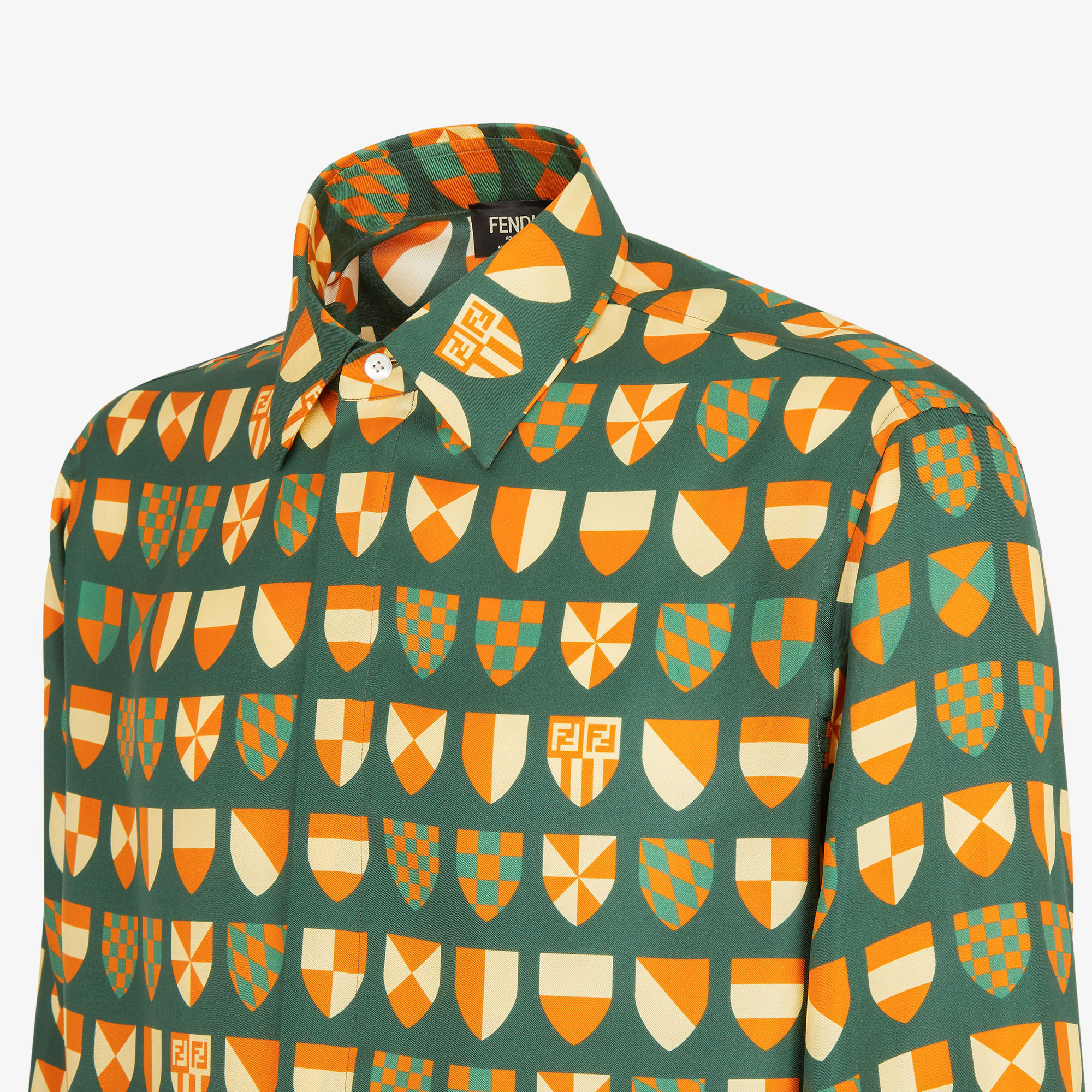 Fendi Color Matching Printed Shirt In Green