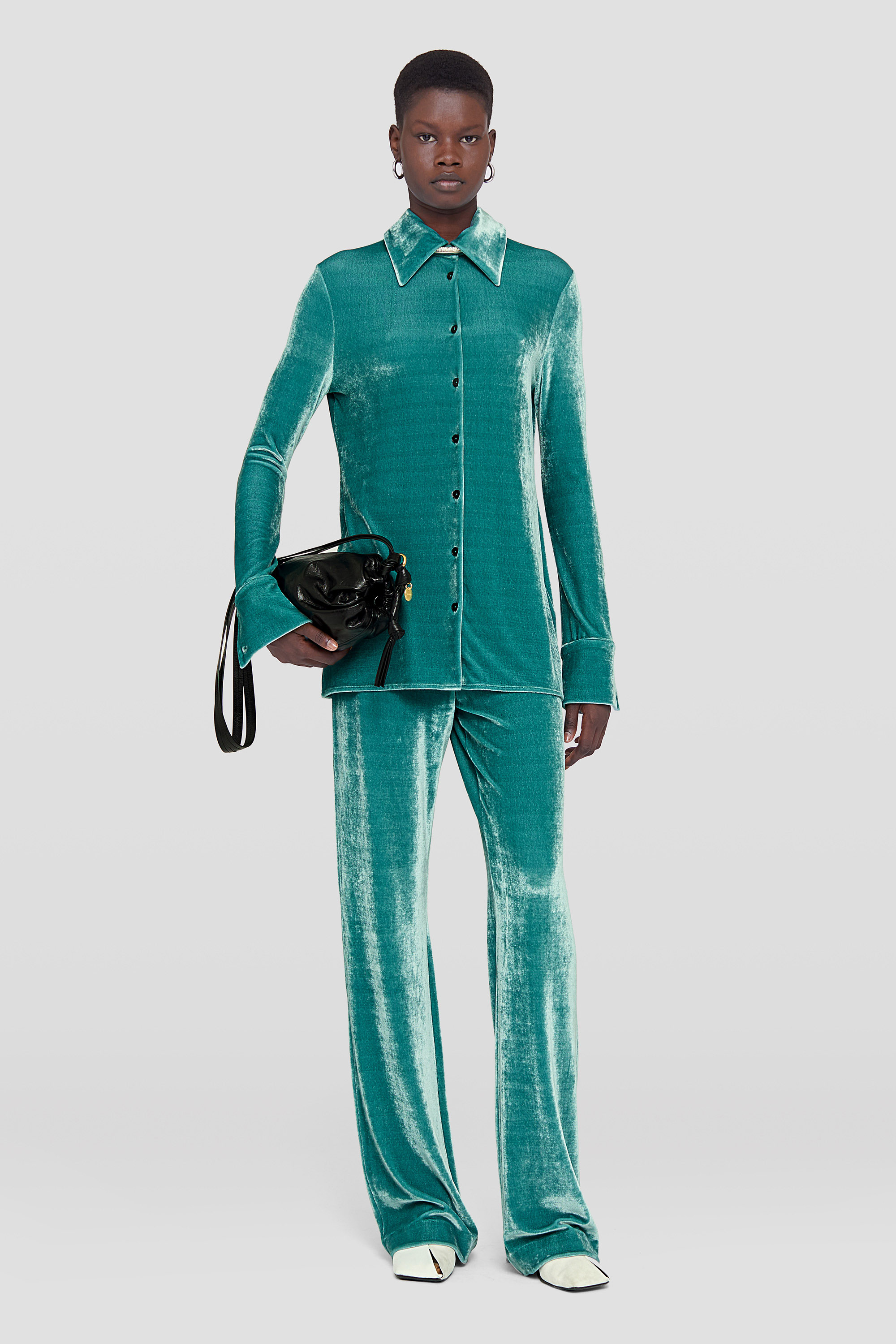 Jil Sander High-rise Velvet Straight-leg Pants In Green