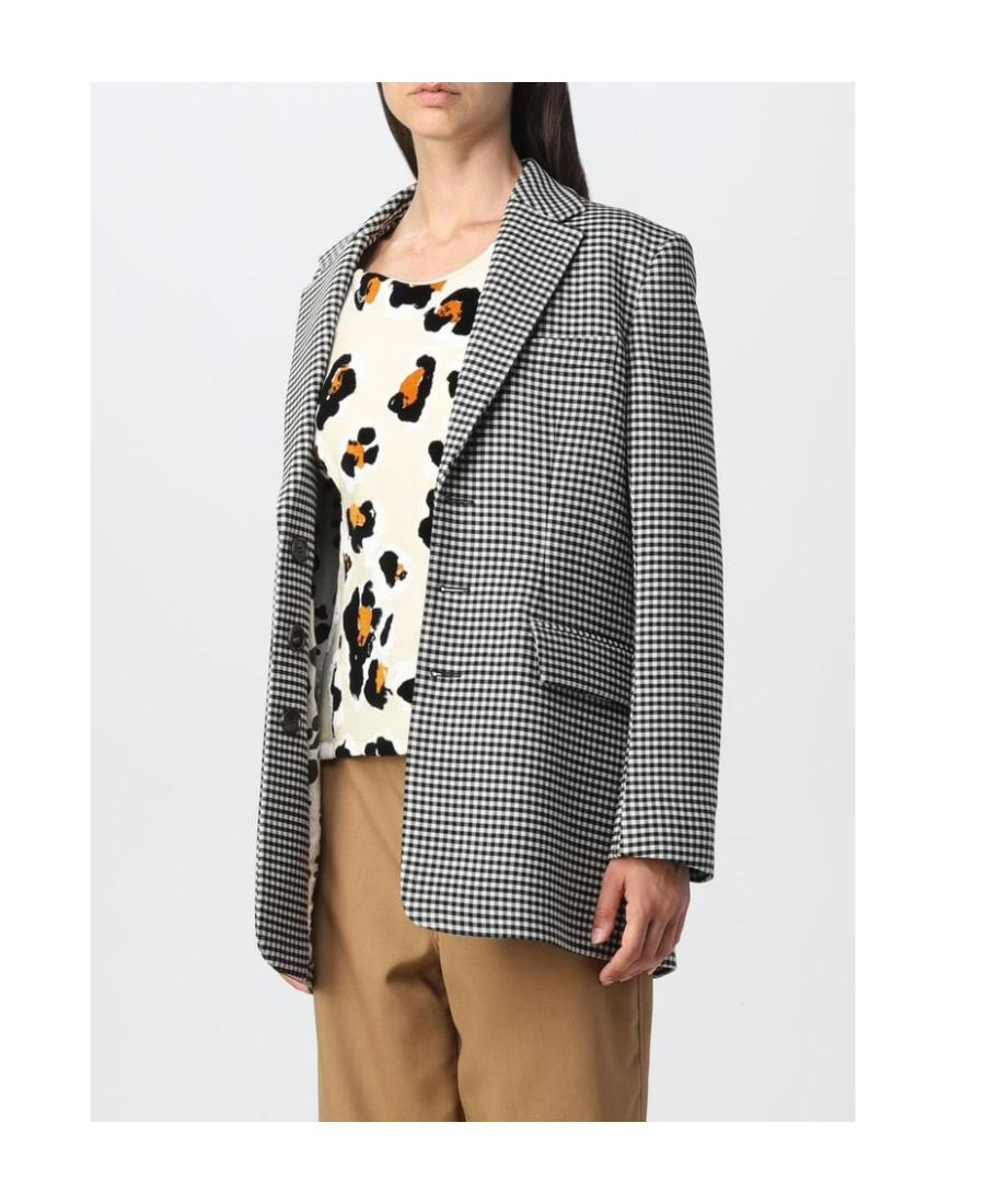 Marni Houndstooth Wool-blend Blazer In Gray