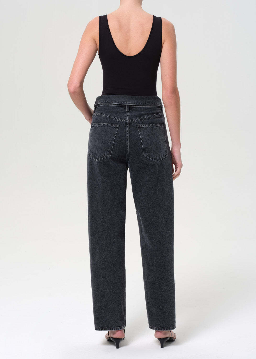 Agolde Echo High-rise Tapered-leg Jeans In Black