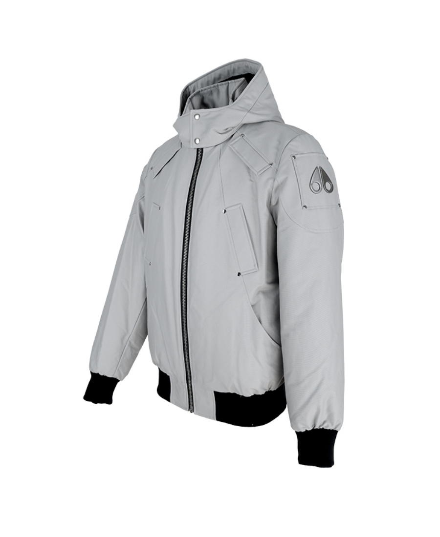 Moose Knuckles Biencourt Padded Bomber Jacket In Gray