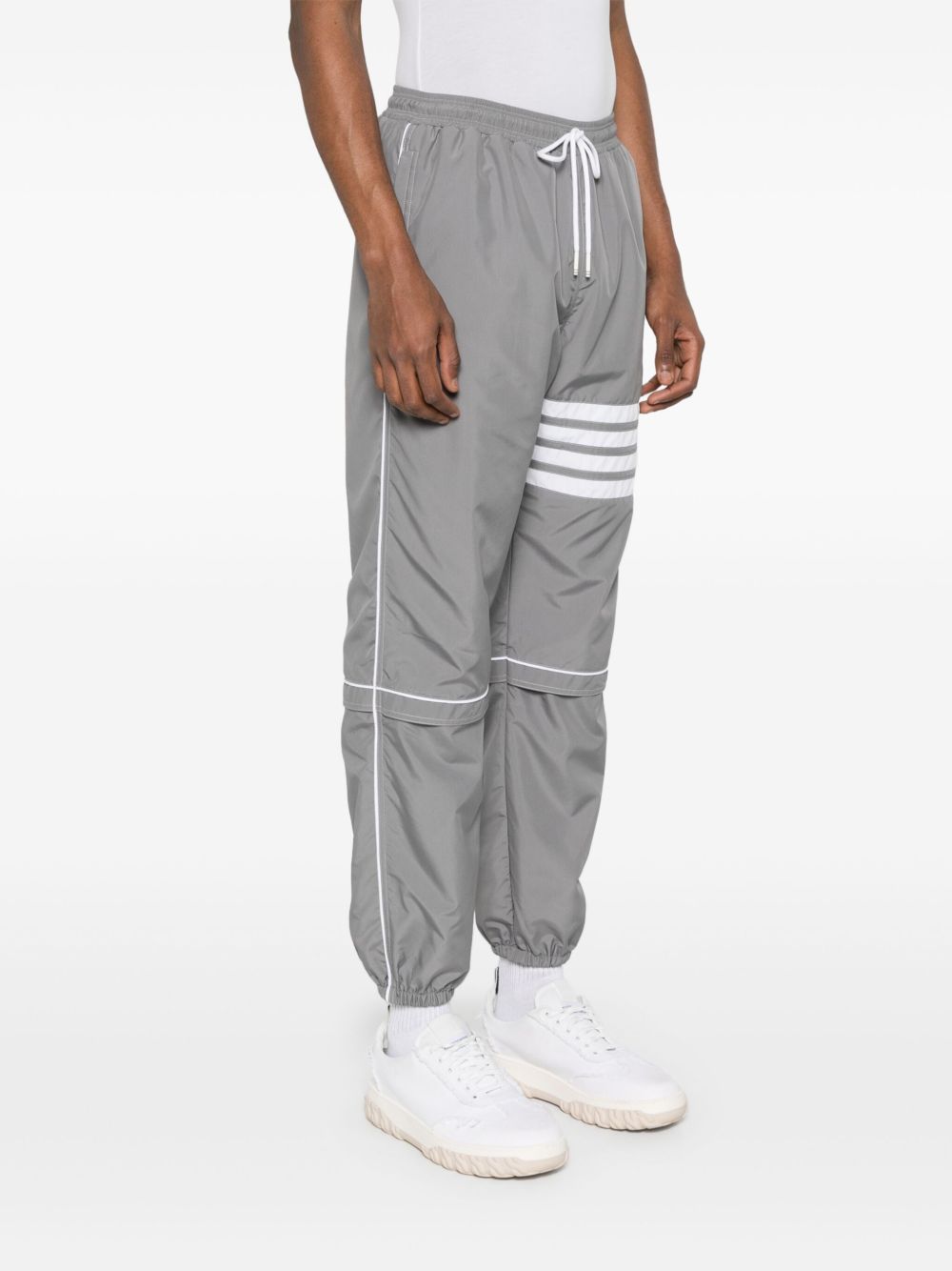 Thom Browne Mid Rise Ripstop Track Pants In Gray