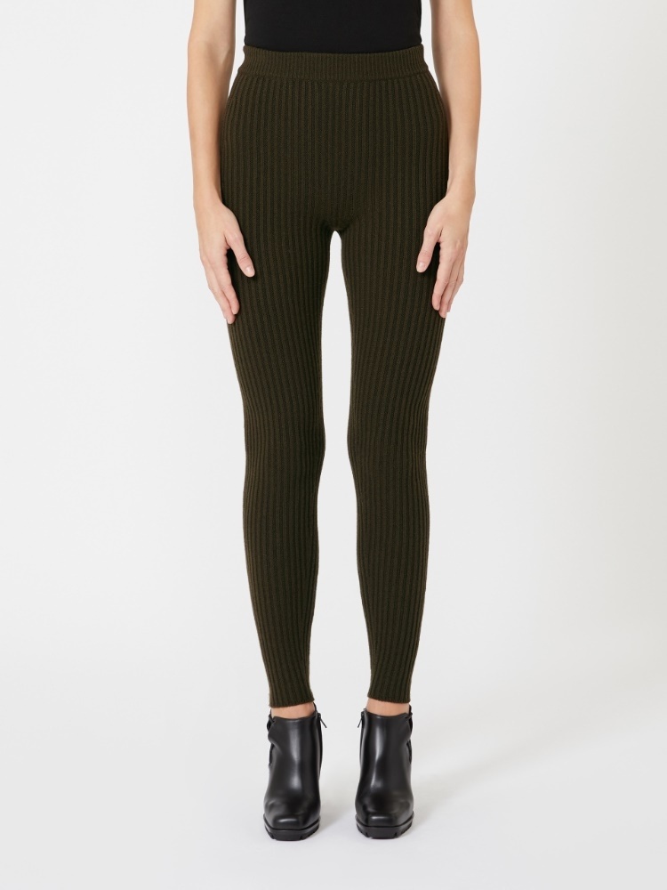 Max Mara Elastic Waist Leggings In Green