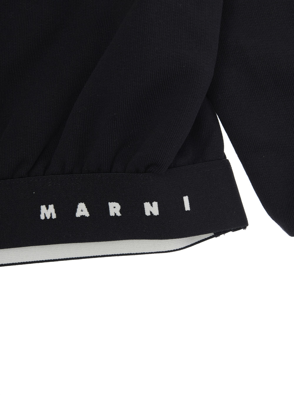 Marni Long-sleeved Hooded Sweatshirt In Black