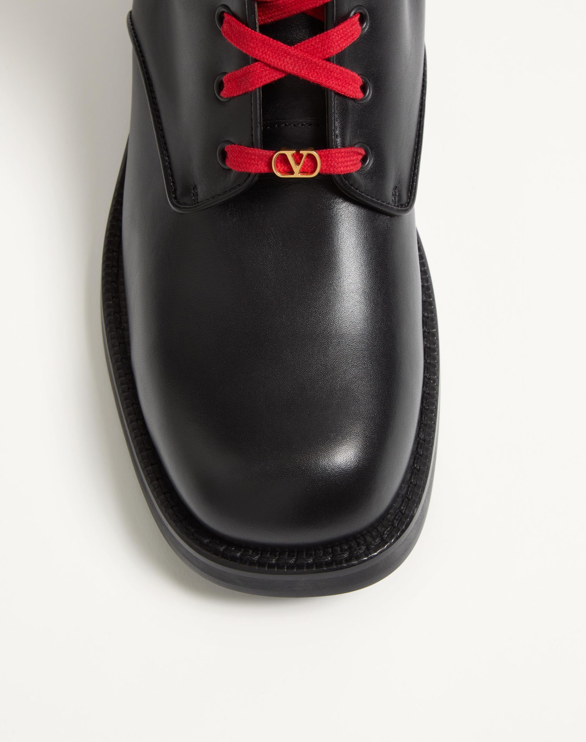 Valentino Calfskin Ankle Boots With Double Laces In Black