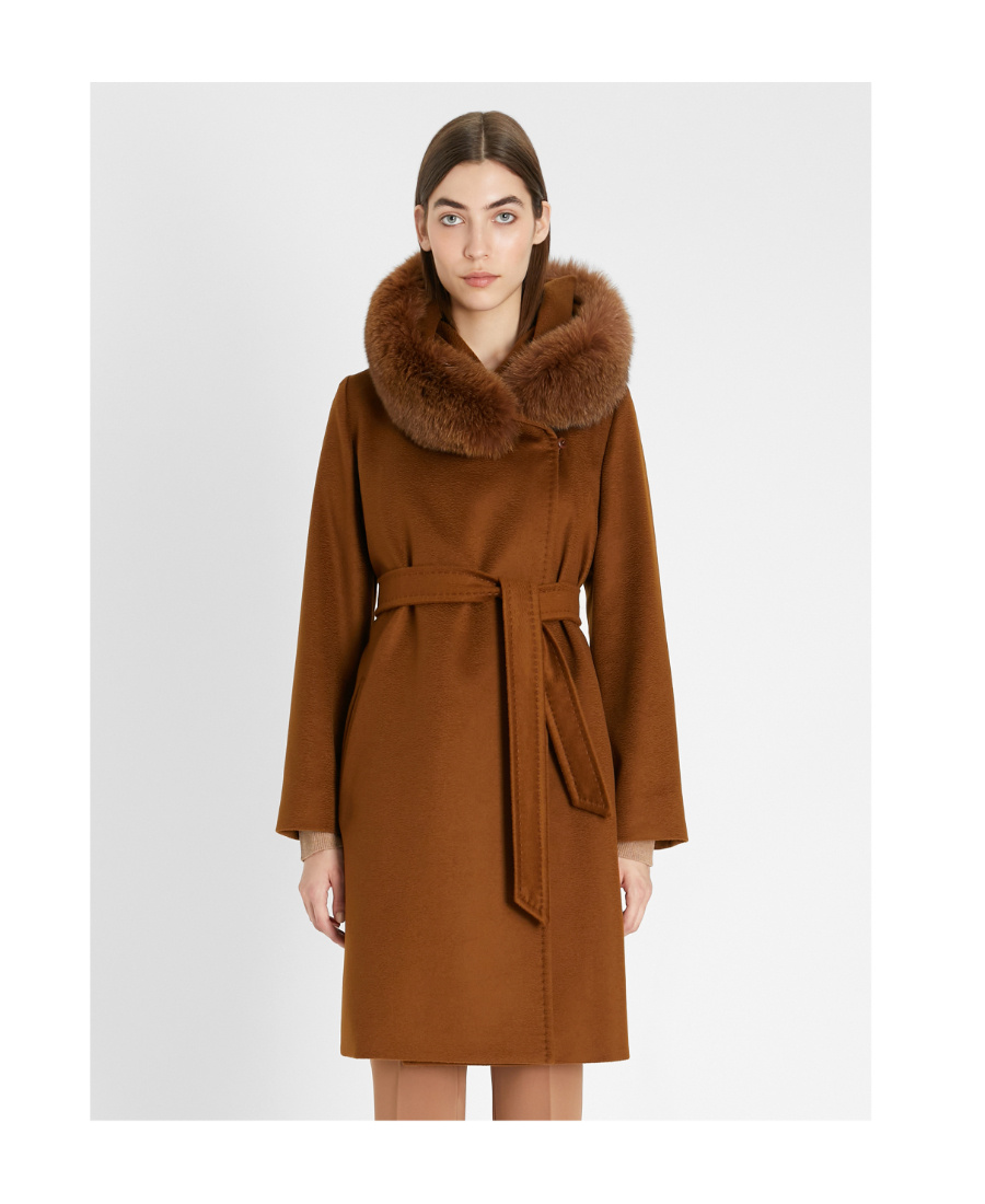 Max Mara Logo Coat In Brown
