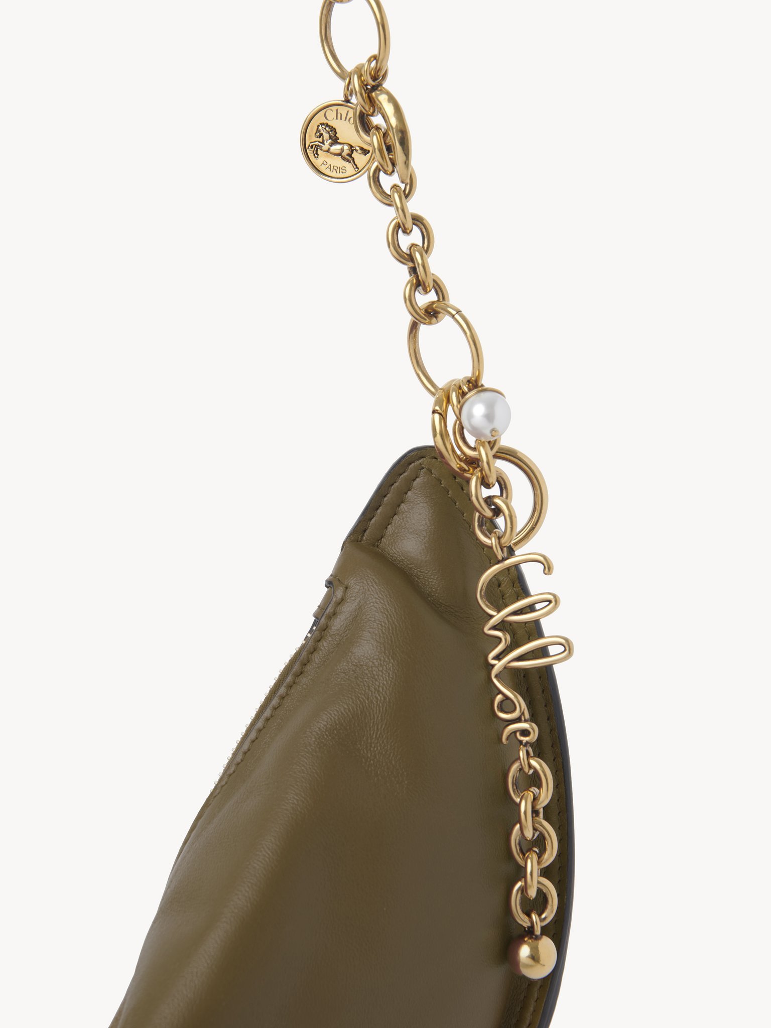 Chloé Crescent Chain Shoulder Bag In Green