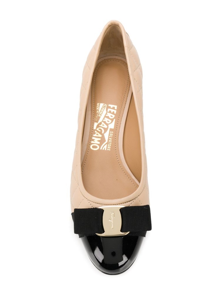 FERRAGAMO BOW-DETAIL QUILTED PUMPS 