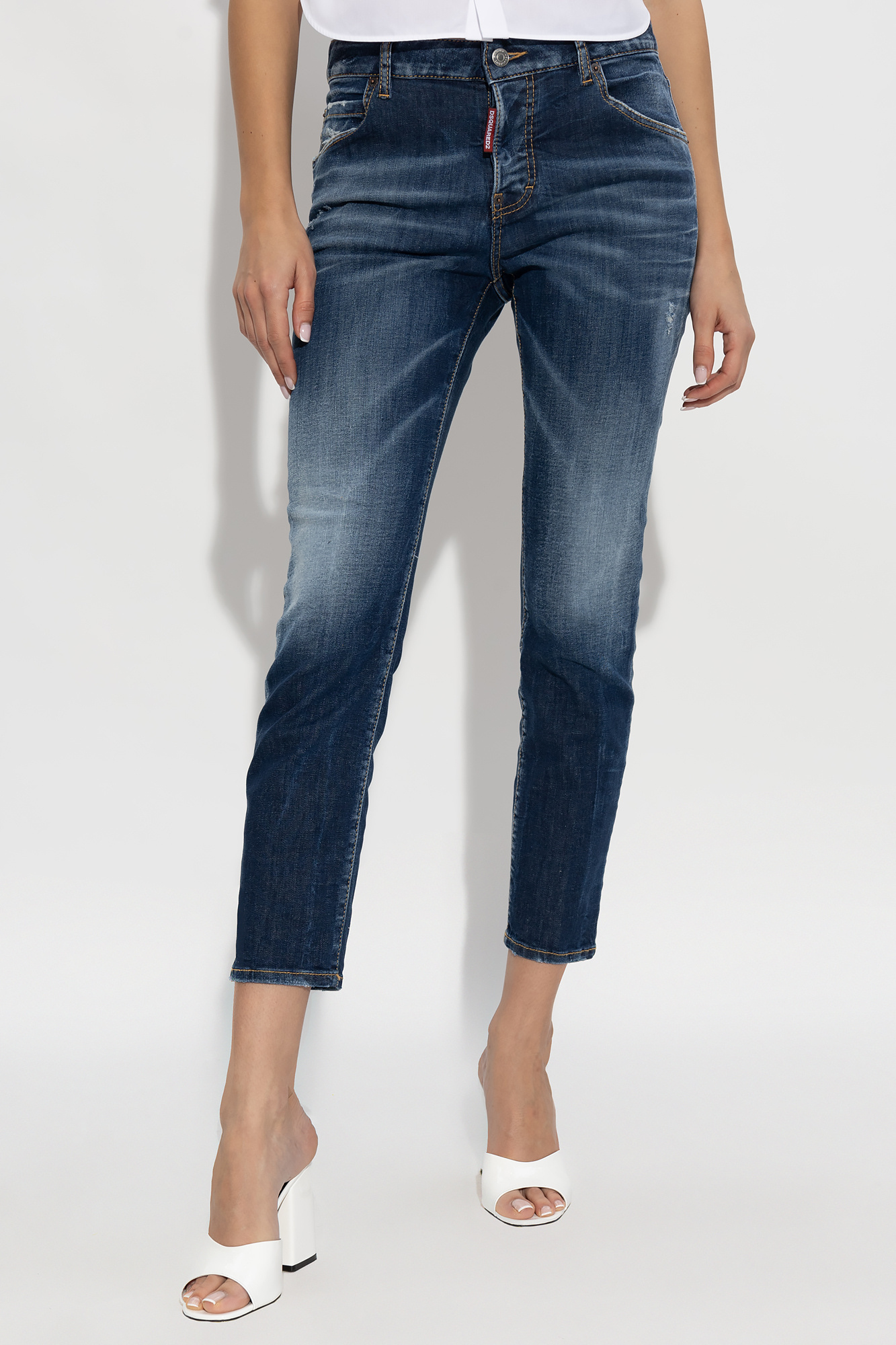 Dsquared2 Cropped Skinny Jeans In Blue