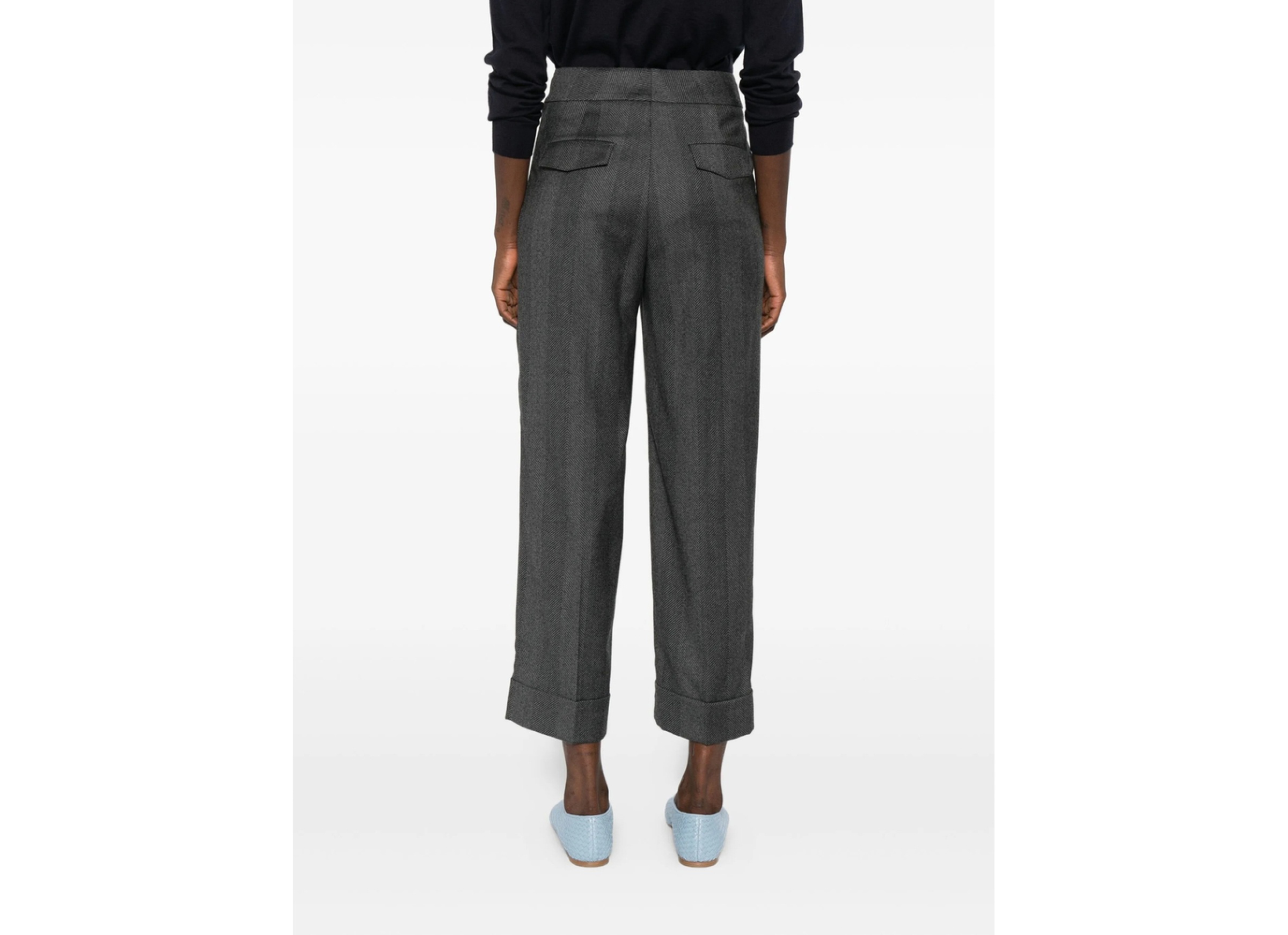 Peserico Herringbone Cuffed Trousers In Multi