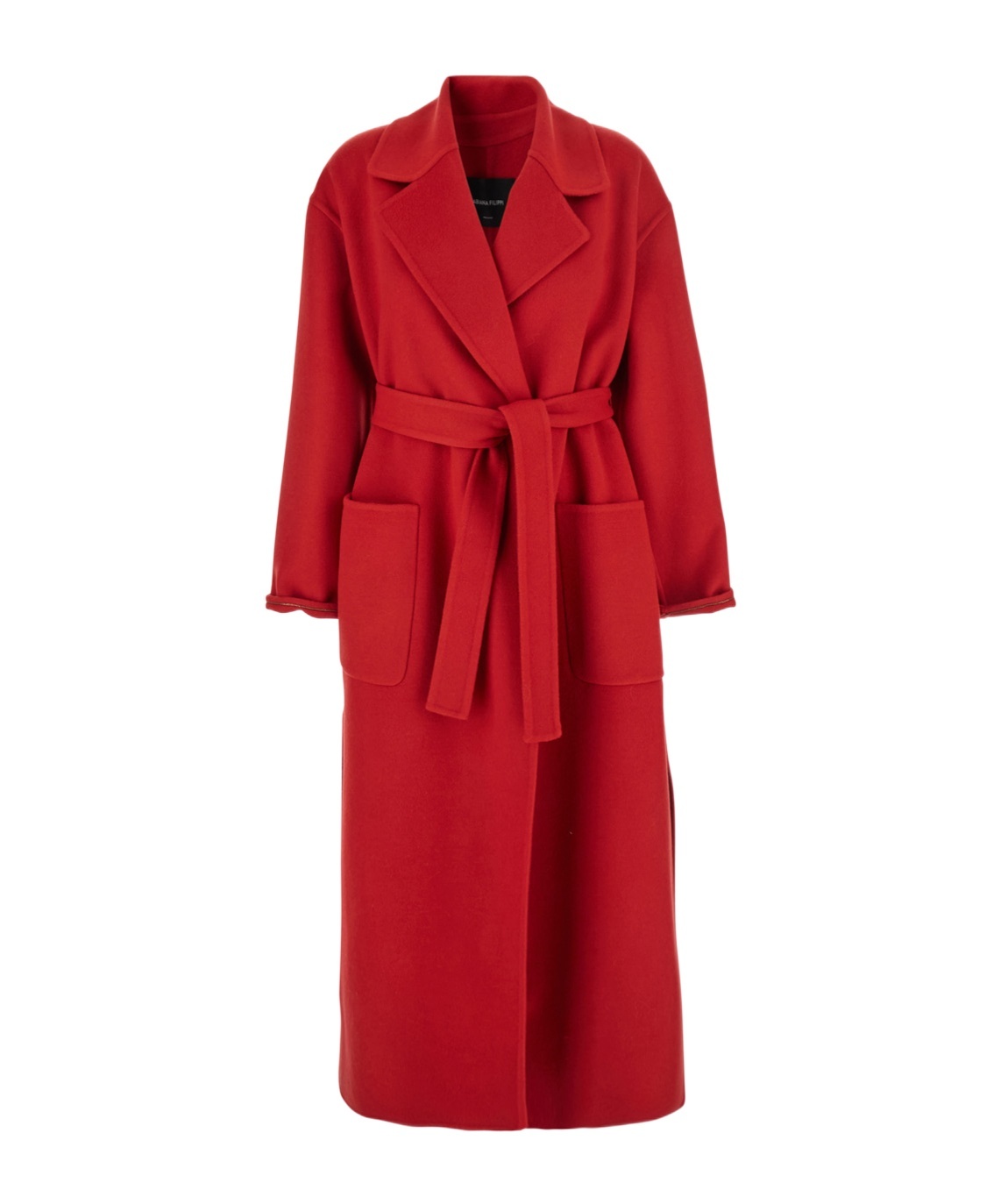 Fabiana Filippi Red Coat With Wide Notched Revers In Virgin Wool Woman In Red
