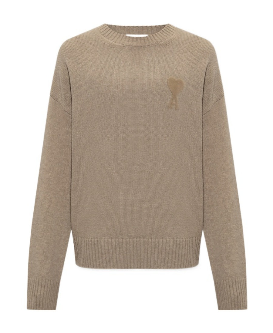 Ami Alexandre Mattiussi Ami De Coeur Tonal Needle Punch Sweater In Nude