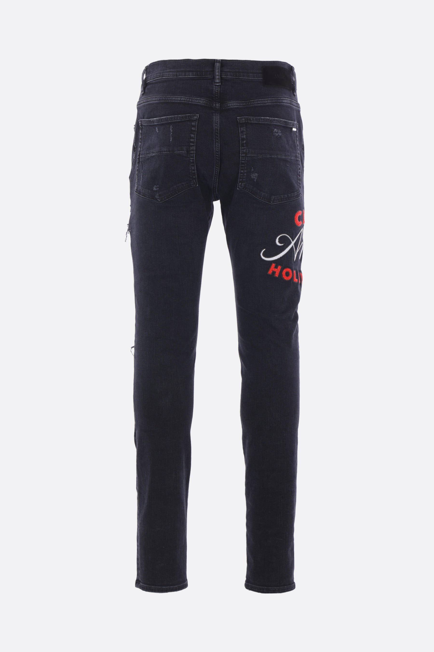 Amiri Casual Trousers With Five Pockets And Embroidery In Black
