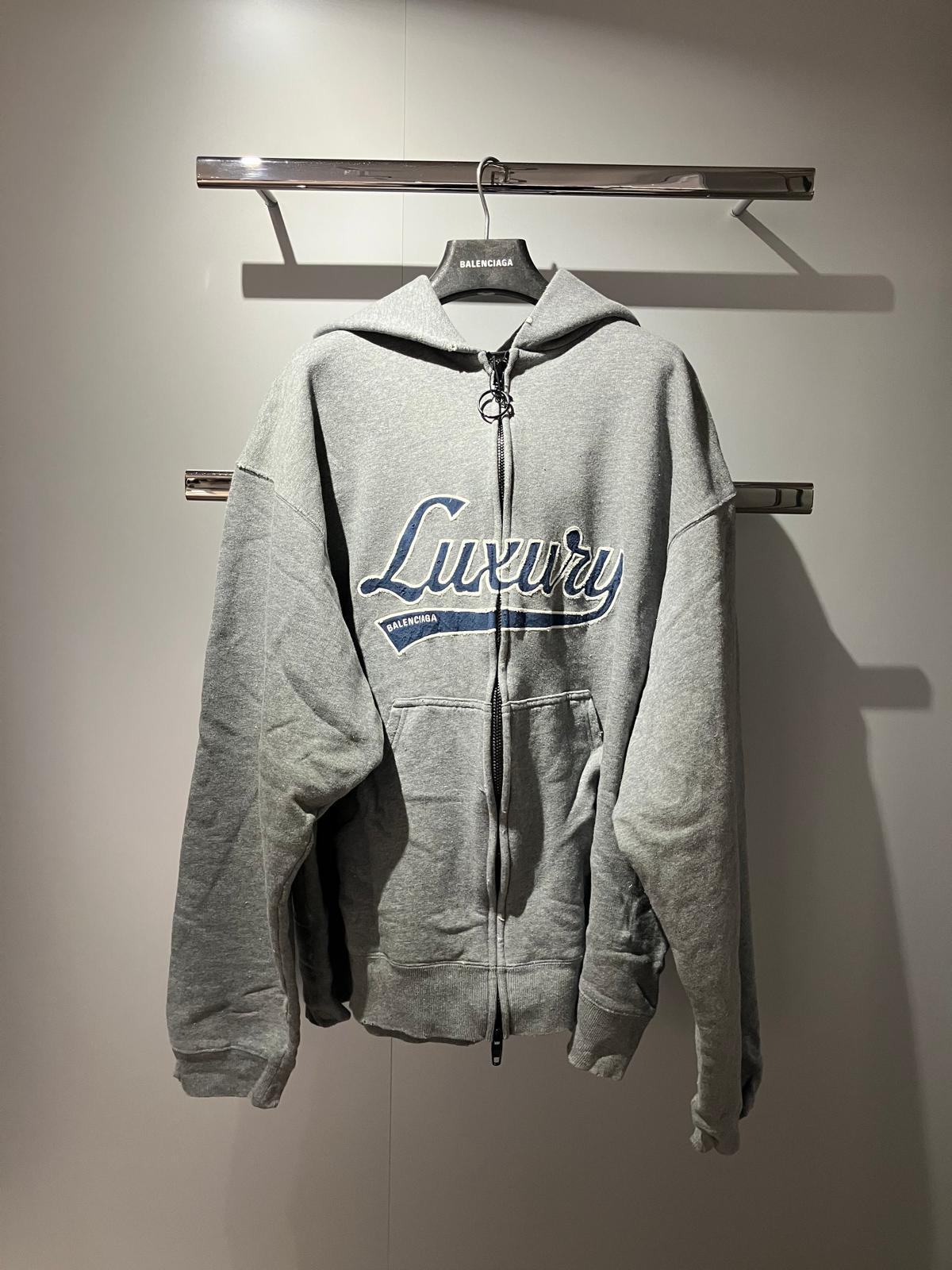 Balenciaga Oversized Zip-up Hoodie In Gray