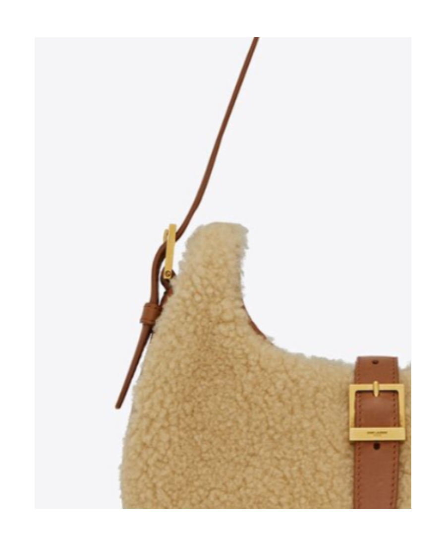 Saint Laurent Fermoir Hobo Shoulder Bag In Nude