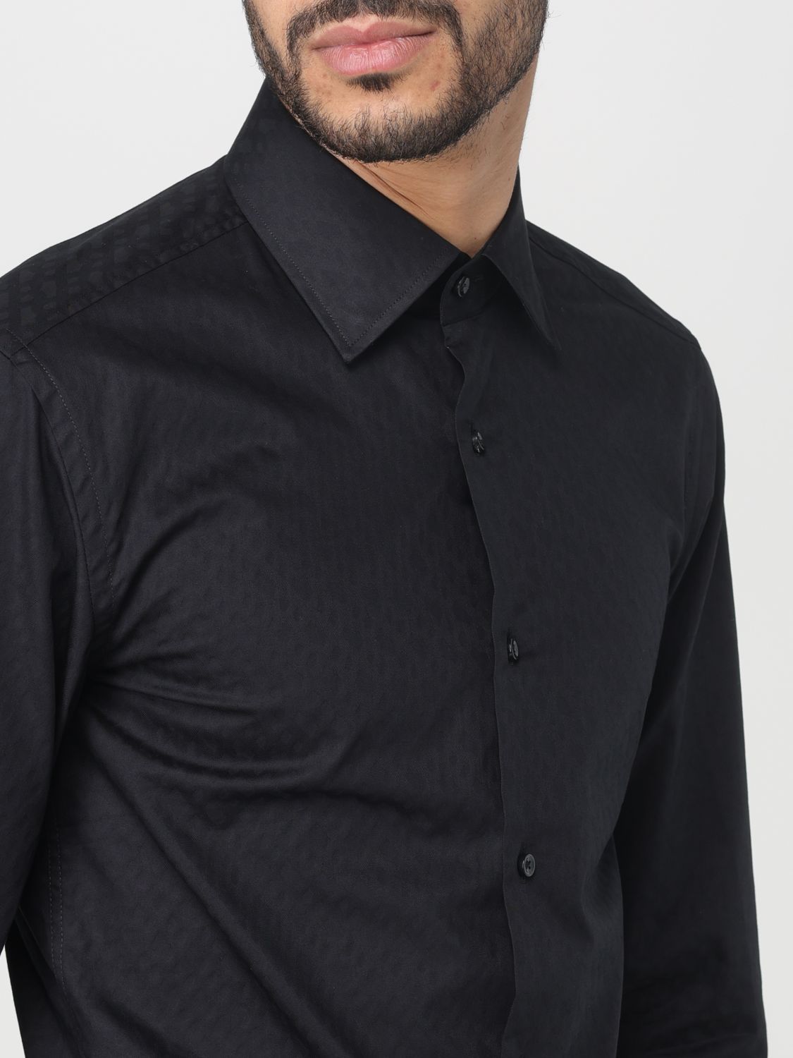 Hugo Boss Slim-fit Shirt In Performance-stretch Cotton-blend Jersey In Black