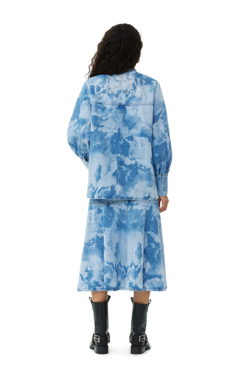 GANNI BLUE BLEACH DENIM SHIRT