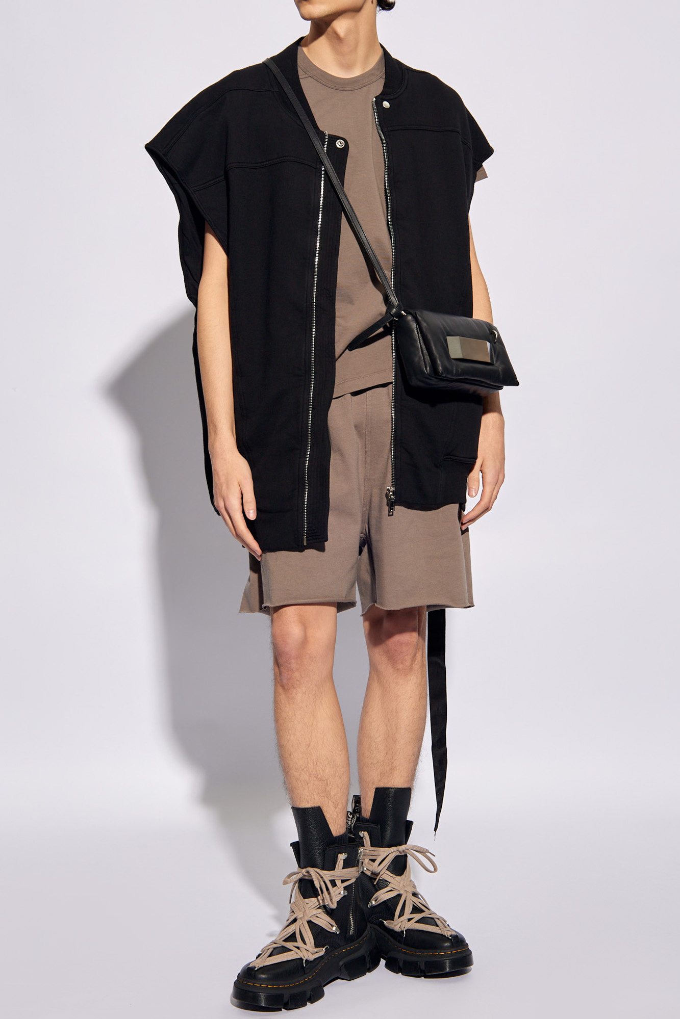 Rick Owens Short Level T Organic Cotton T-shirt In Brown