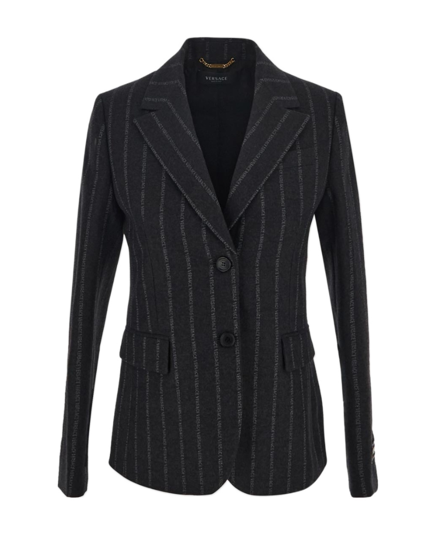 Versace Flannel Single-breasted Jacket In Black