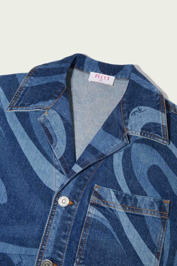 Pucci Swirl-print Short-sleeve Shirt In Blue