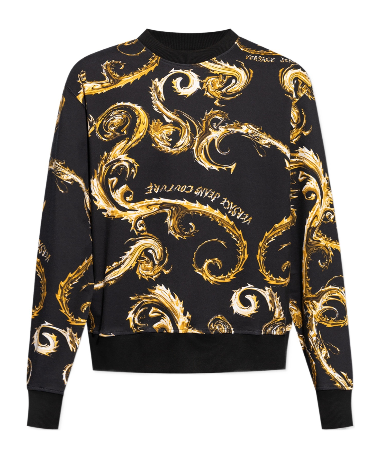 Shop Versace Jeans Regalia Baroque Print Cotton Sweatshirt In Black
