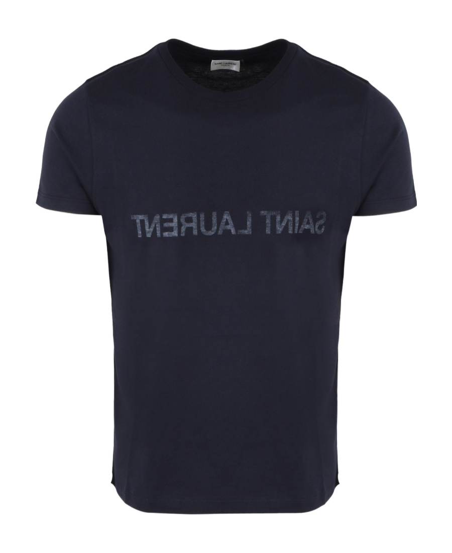 Saint Laurent Reverse Logo T-shirt In Black