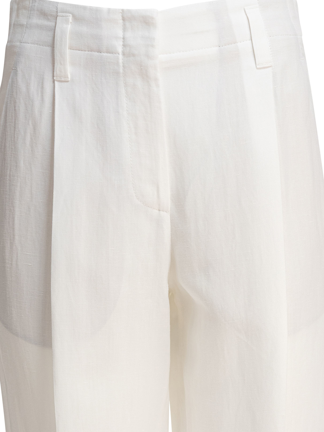 Shop Brunello Cucinelli Linen Trousers In White