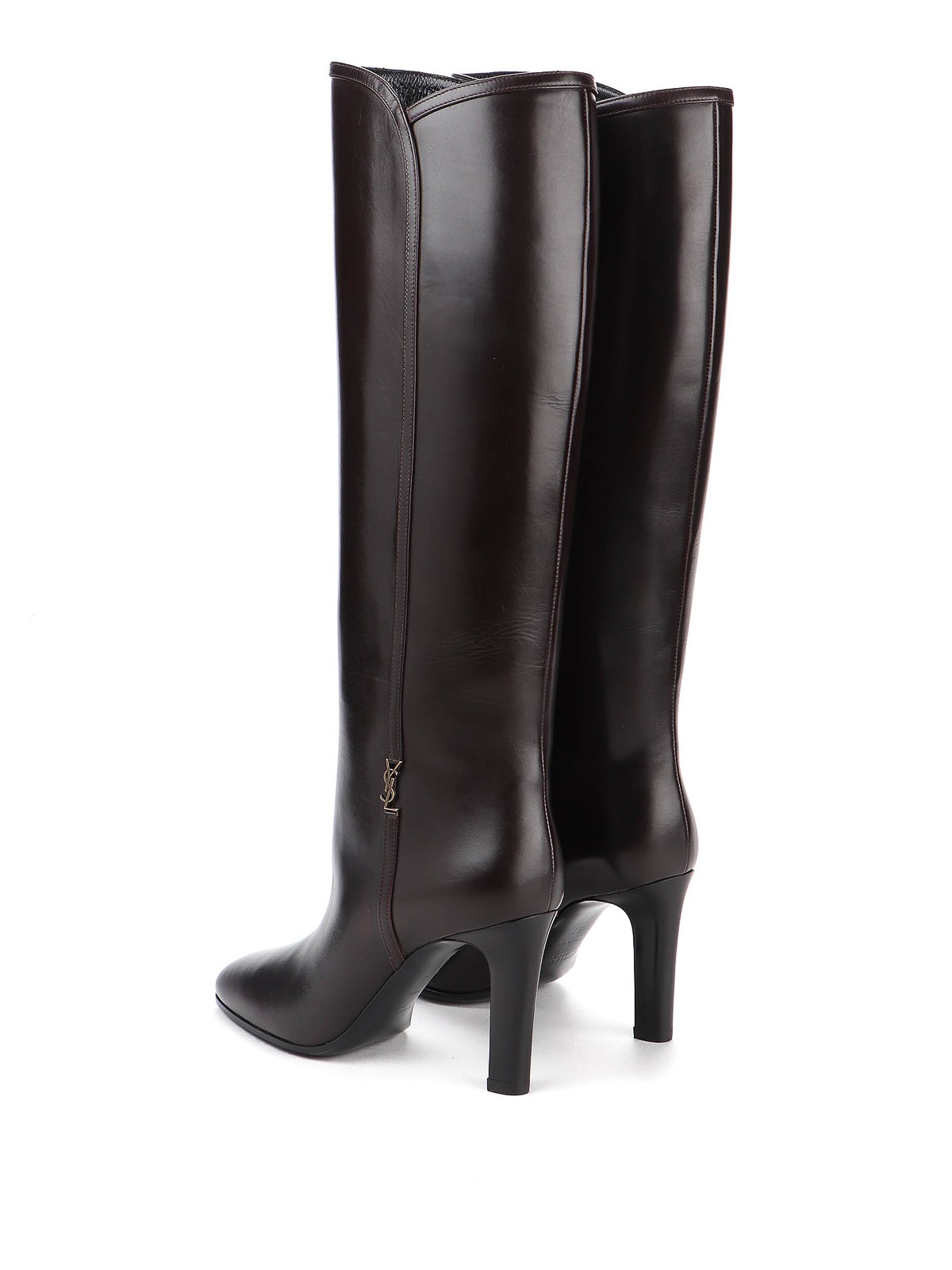 Saint Laurent Jane Monogram Leather Boots In Black