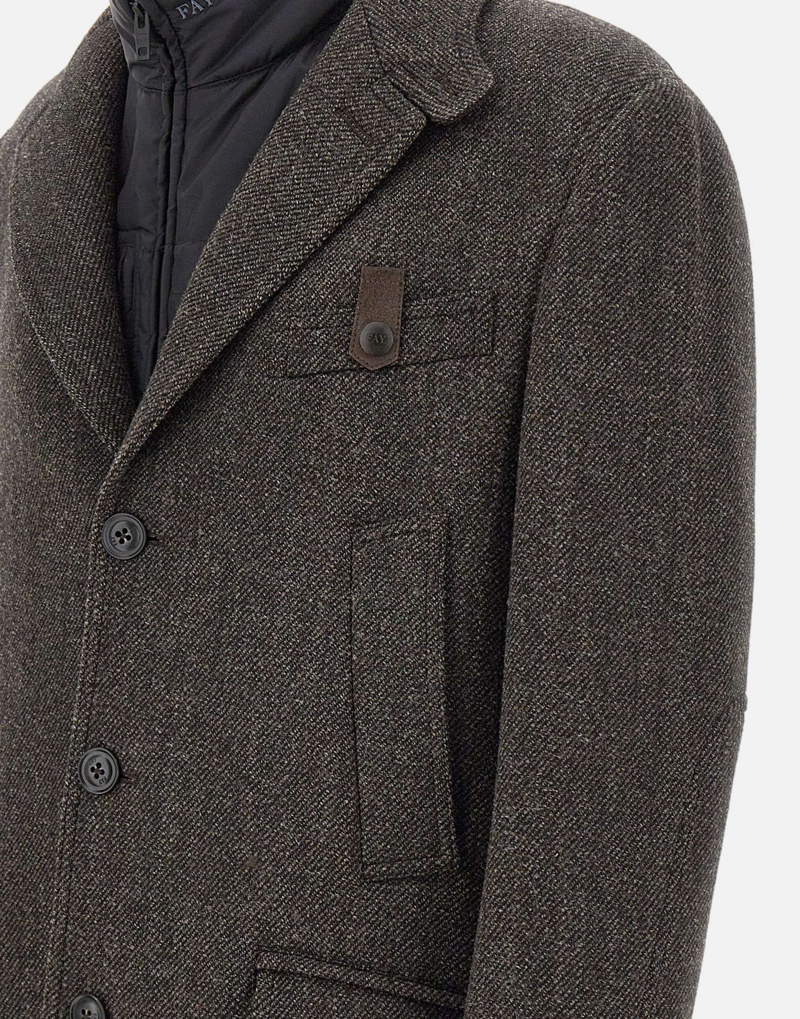 Fay Double Wool Driving Coat In Black