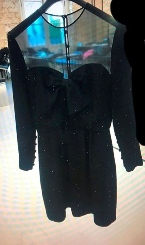 Saint Laurent Short Crystal-embellished Dress In Black