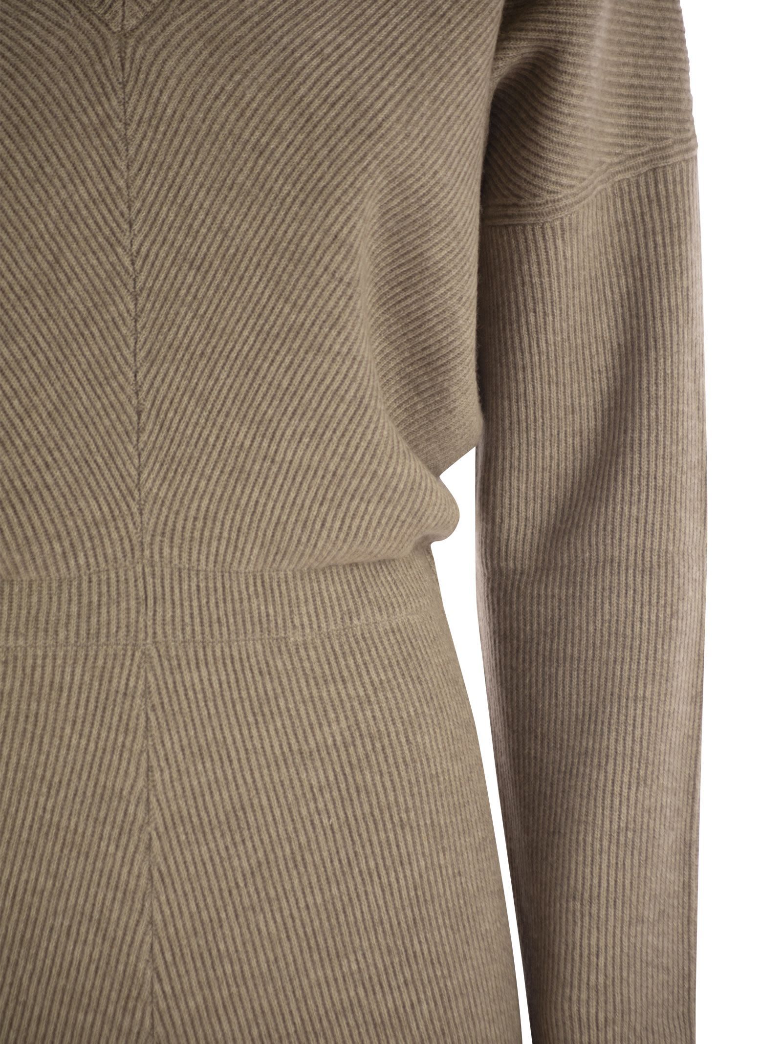Brunello Cucinelli Ribbed-knit Maxi Dress In Brown