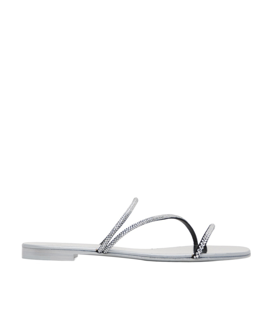 Giuseppe Zanotti Rhinestone Flat Sandals In Gray