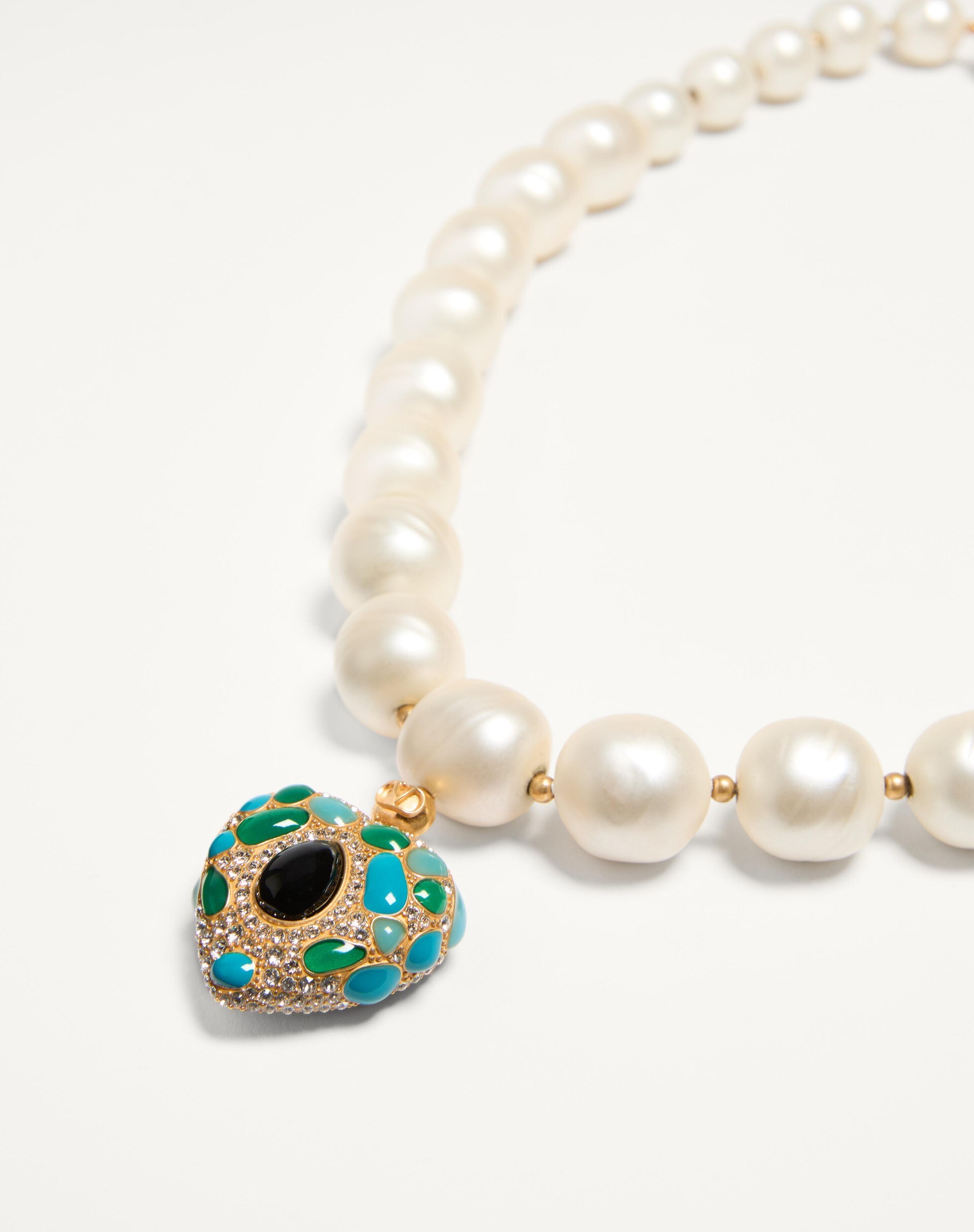 Valentino Coeur Royal Beaded Necklace In Yellow