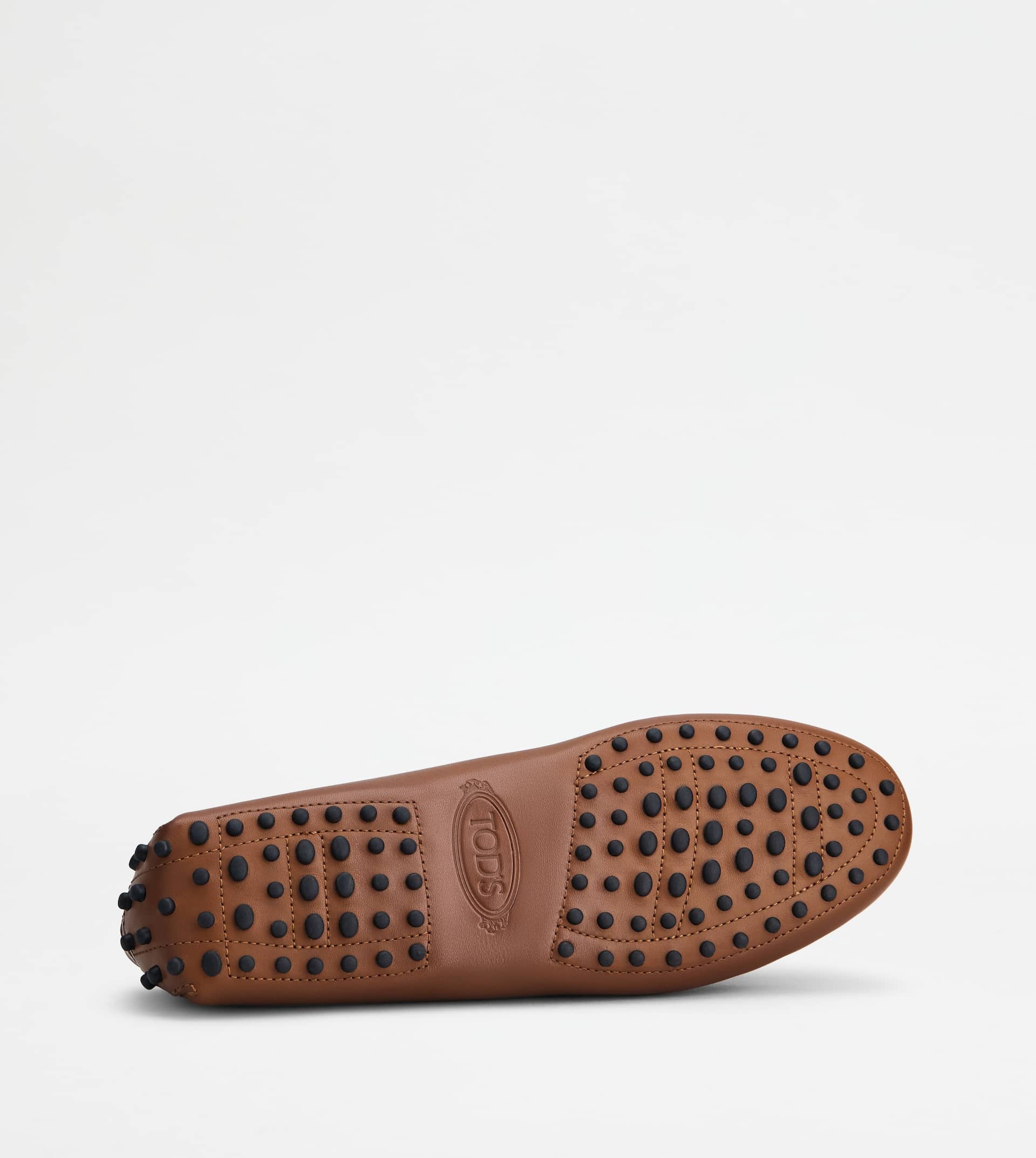 Tod's Penny Strap Loafers Stitch Detailing Rubber Sole In Brown