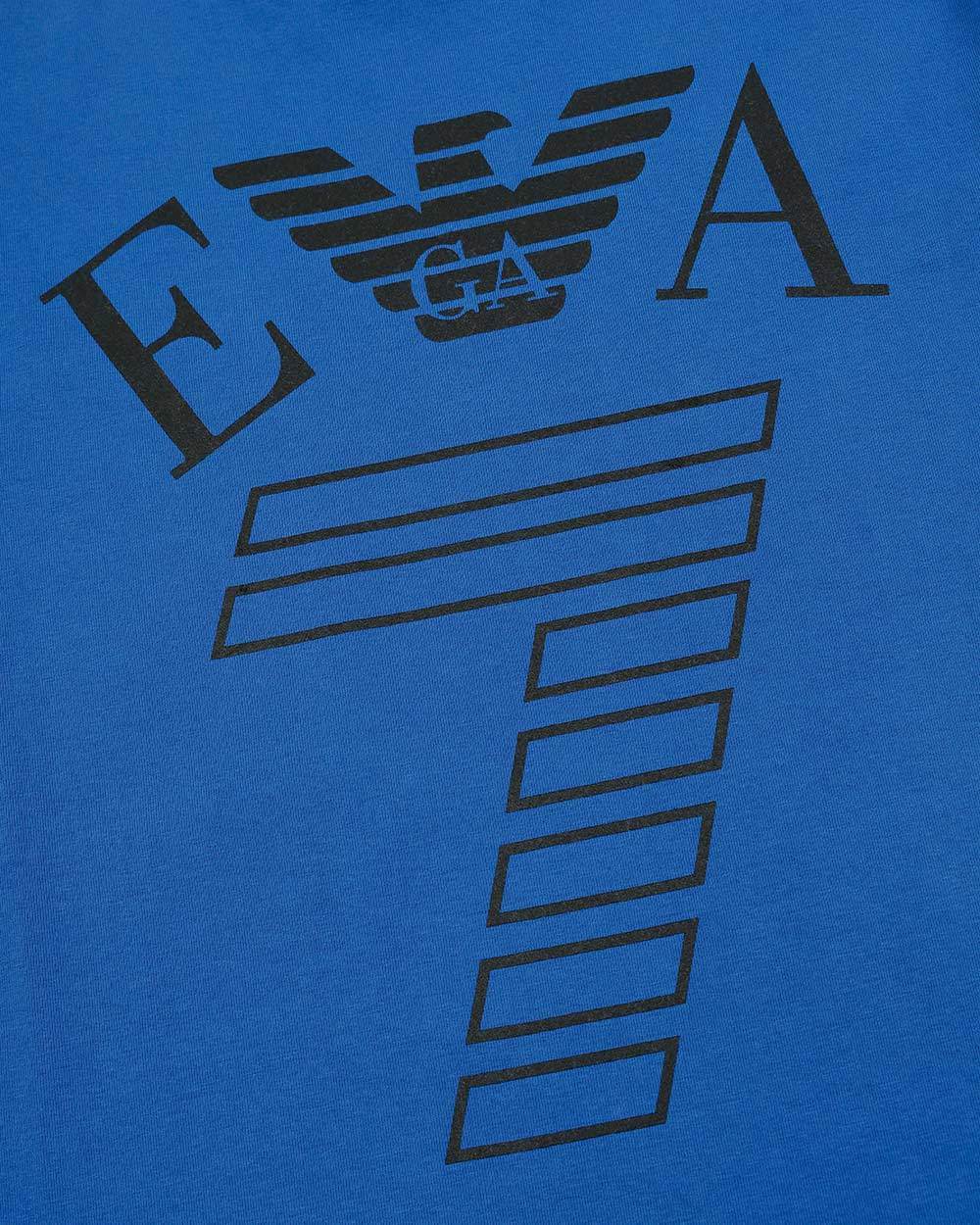 Ea7 Logo T-shirt With Round Neck In Blue