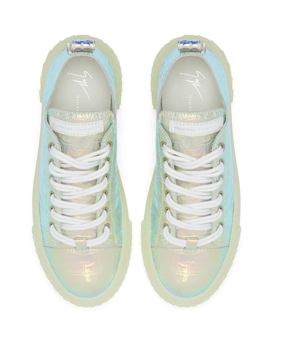 Giuseppe Zanotti Crocodile-striped Low-top Casual Sneakers In Nude