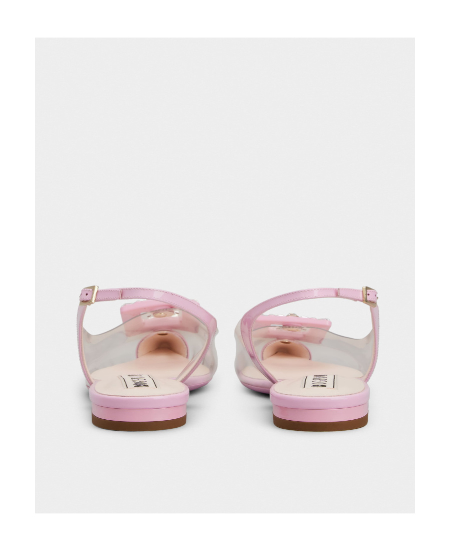 Roger Vivier Flache Slingback-schuhe Mit Spitzer Kappe Aus Tpu Mit Kristallverzierung In Pink