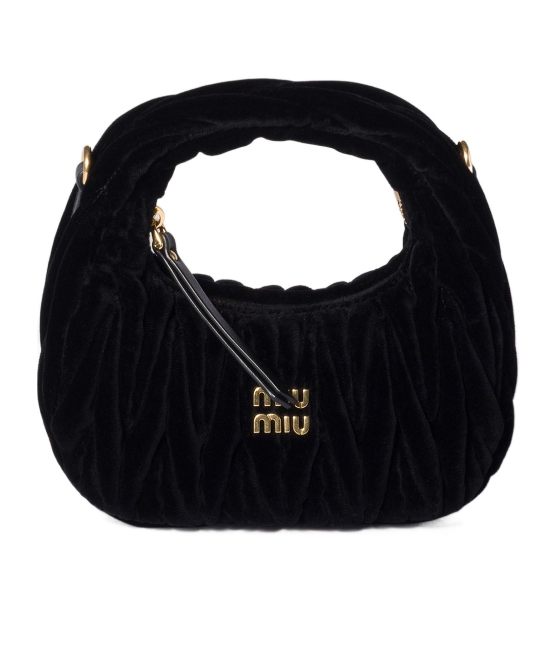 Miu Miu Wander Matelassé Velvet Mini-bag In Black