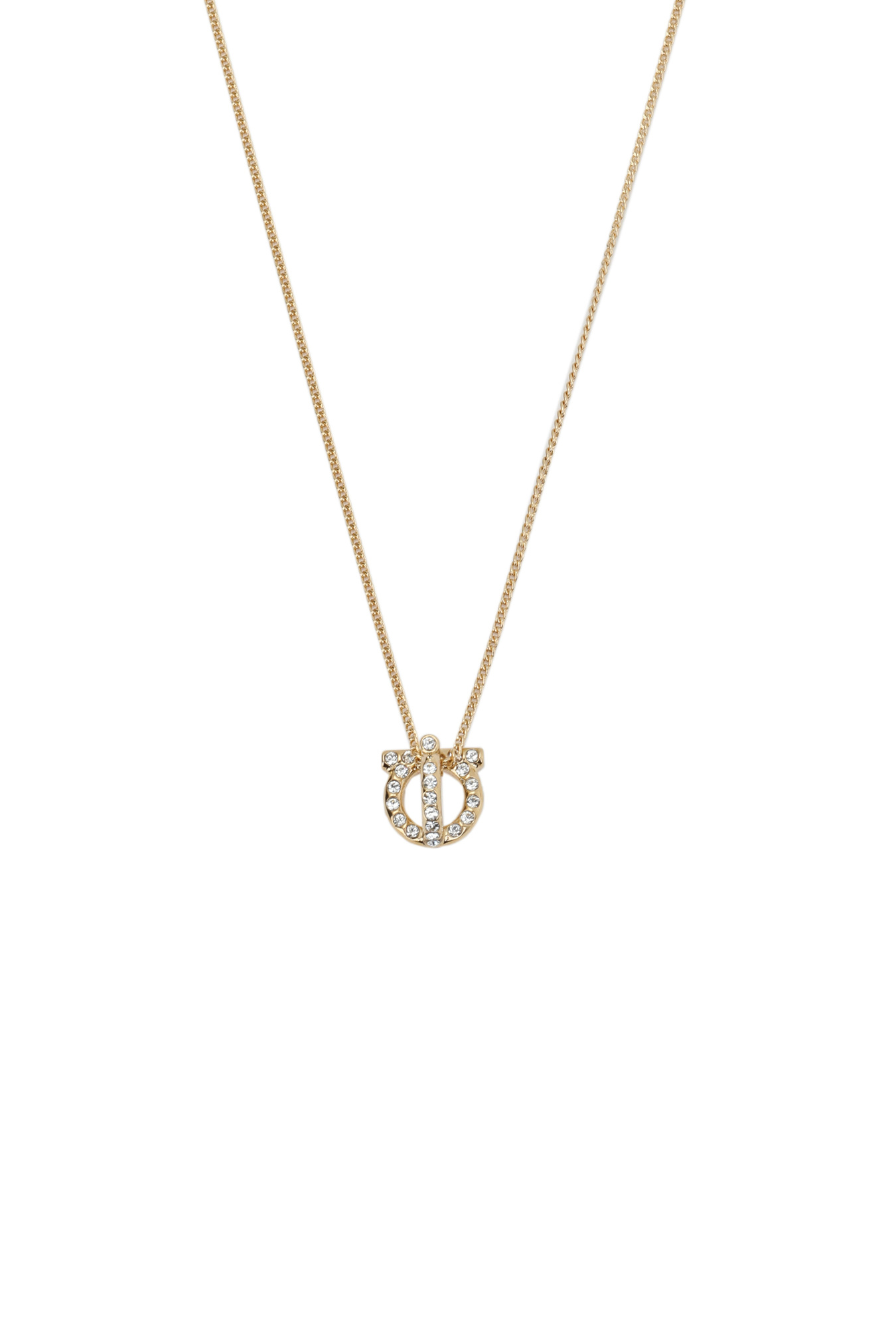 Ferragamo Gancini Crystal- Embellished Necklace In Yellow